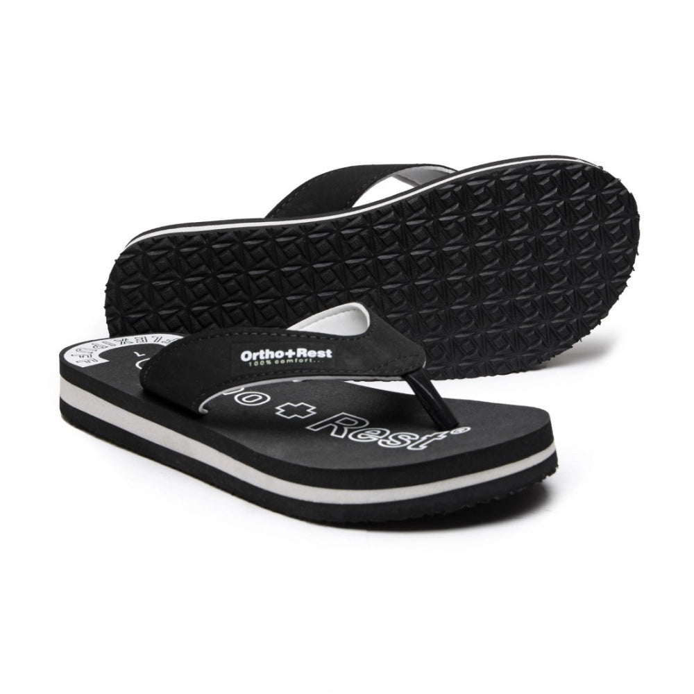 Unisex Rubber Comfortable Orthopedic Doctor Slipper and Flip Flops (Black)