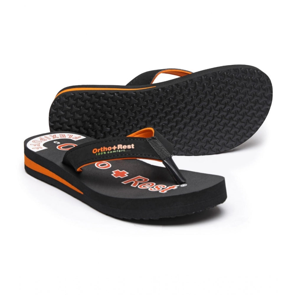 Unisex Rubber Comfortable Orthopedic Doctor Slipper and Flip Flops (Black)