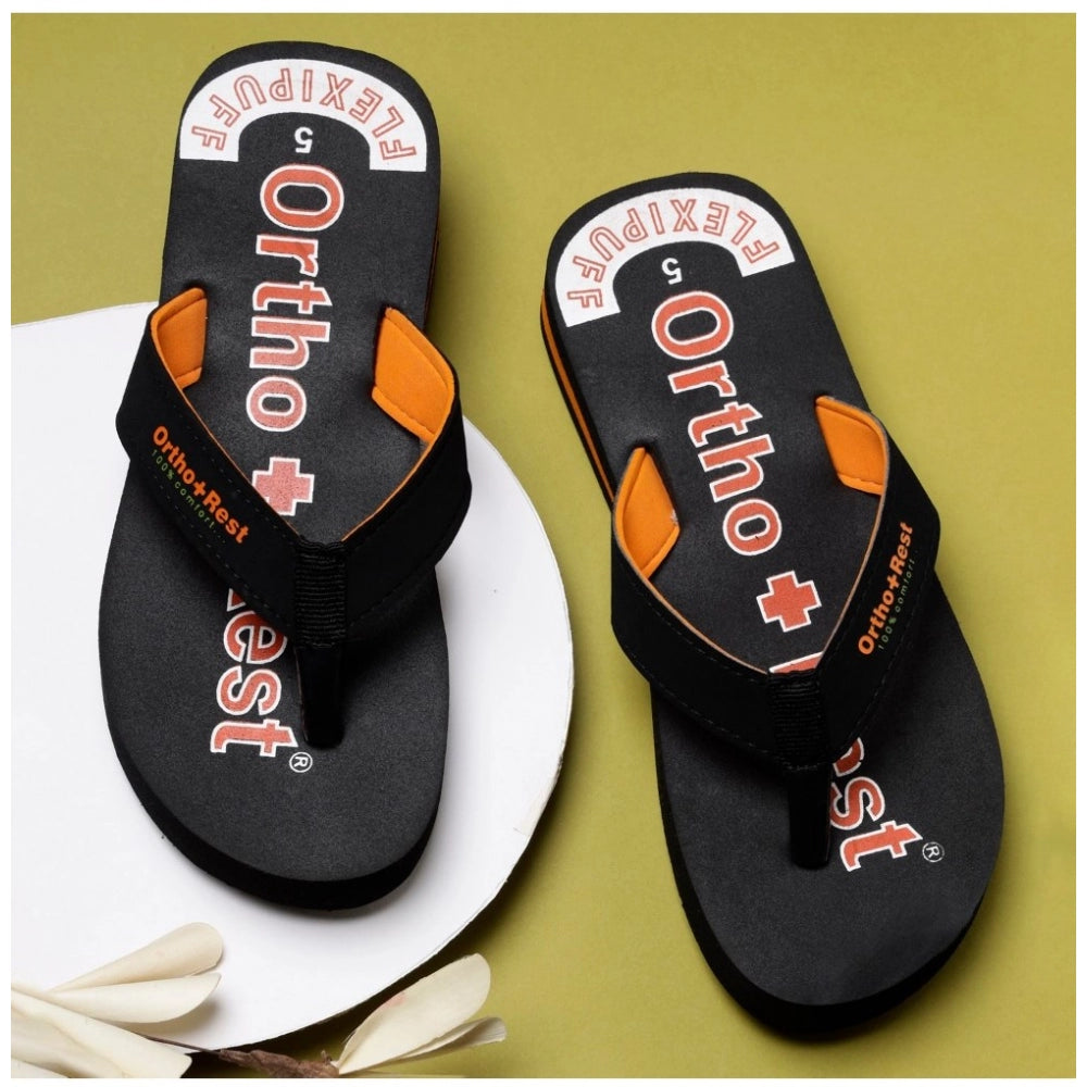 Unisex Rubber Comfortable Orthopedic Doctor Slipper and Flip Flops (Black)