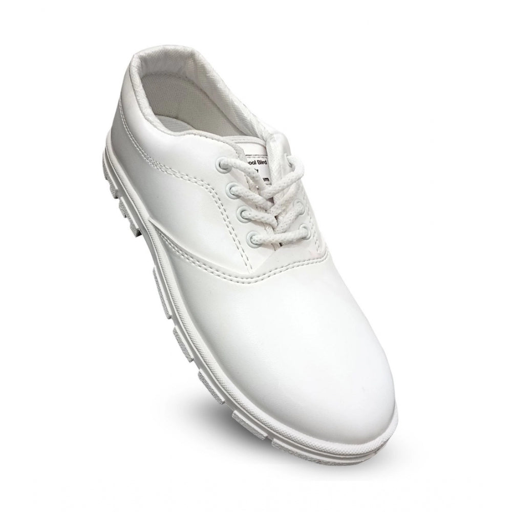 Boy's Rexine School Shoe Lace-Up (White)