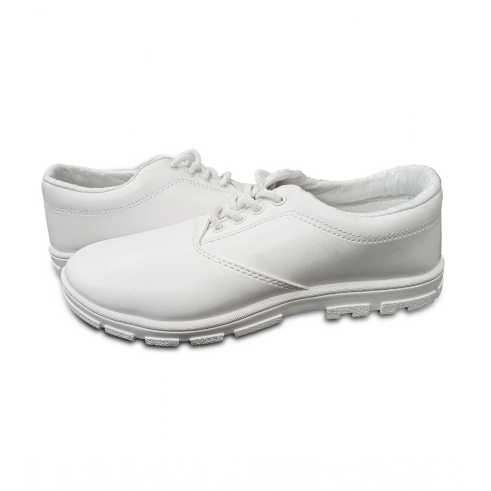 Boy's Rexine School Shoe Lace-Up (White)