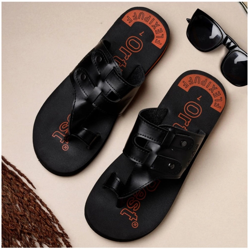 Unisex Rubber Comfortable Orthopedic Doctor Slipper and Flip Flops (Black)