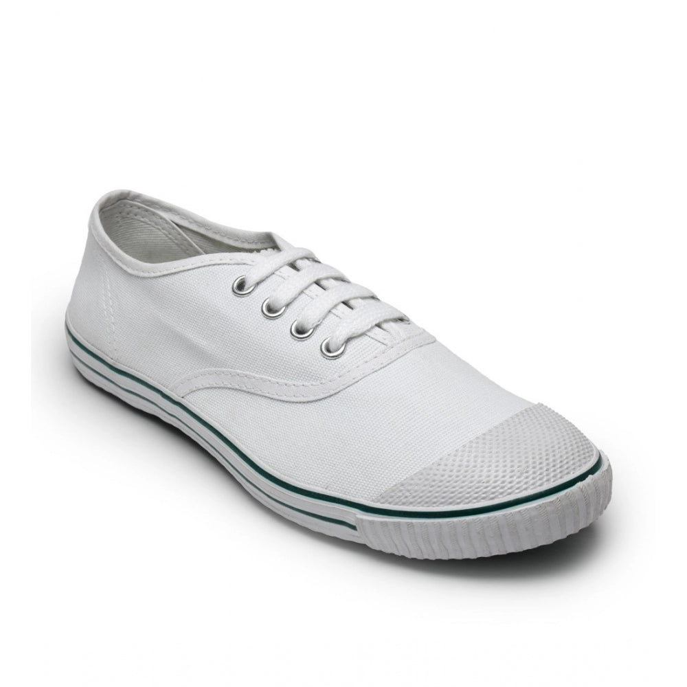 Unisex Cotton School Shoe Lace-Up (White)