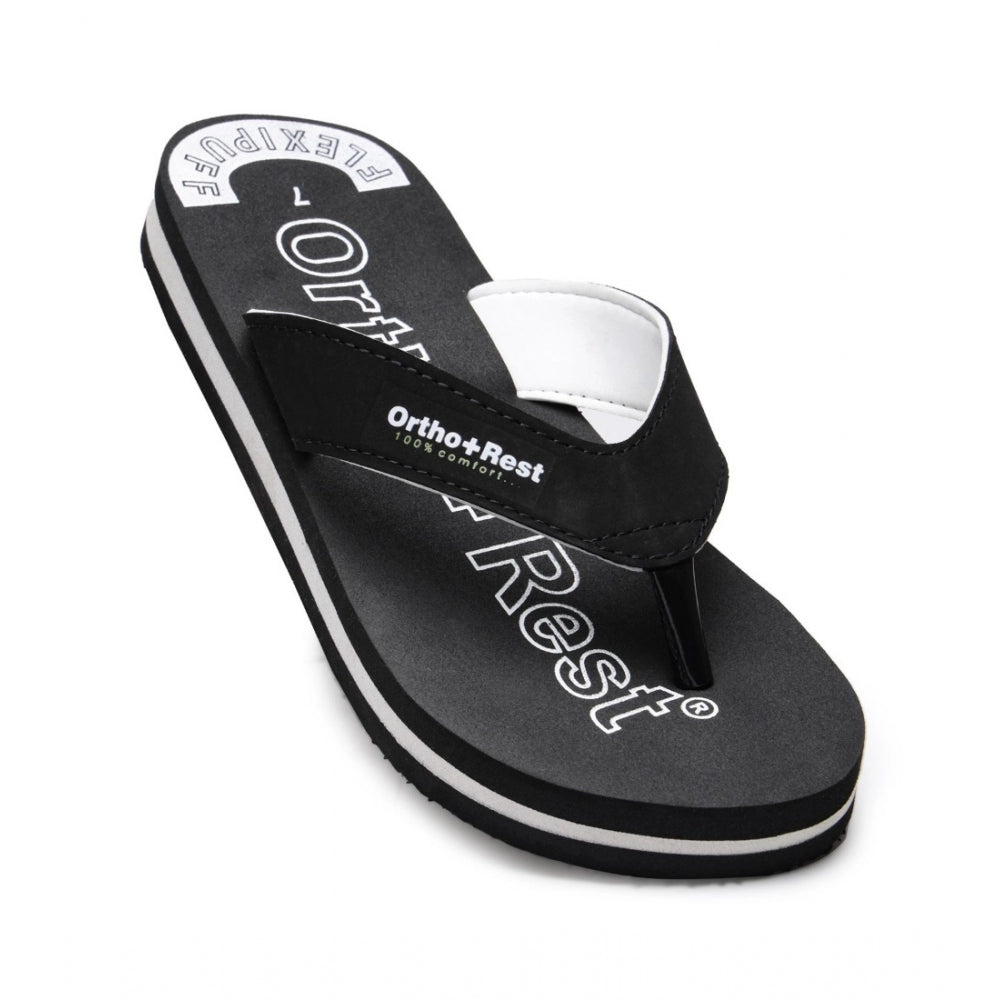 Unisex Rubber Comfortable Orthopedic Doctor Slipper and Flip Flops (Black)