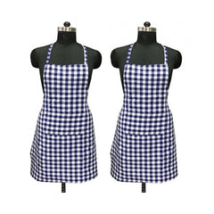 Checked Cotton Apron Sets (Blue)