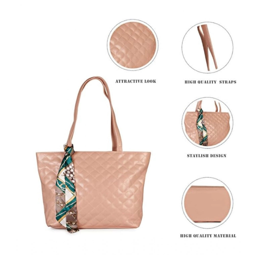 Women's Polyurethane Textured  Shoulder Bag (Peach)