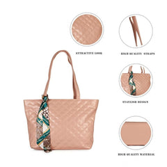 Women's Polyurethane Textured  Shoulder Bag (Peach)