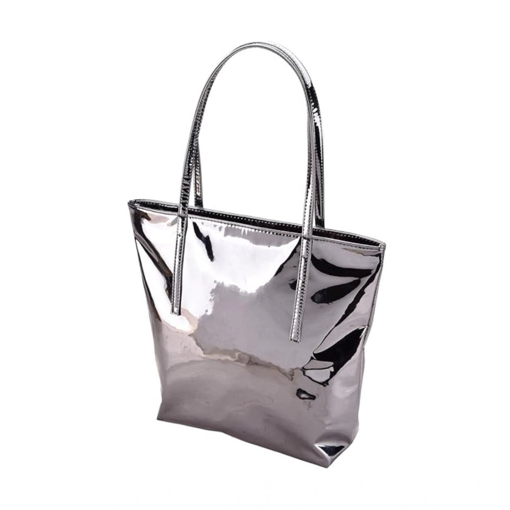 Grey Mirror Shiny Fancy Tote Bag