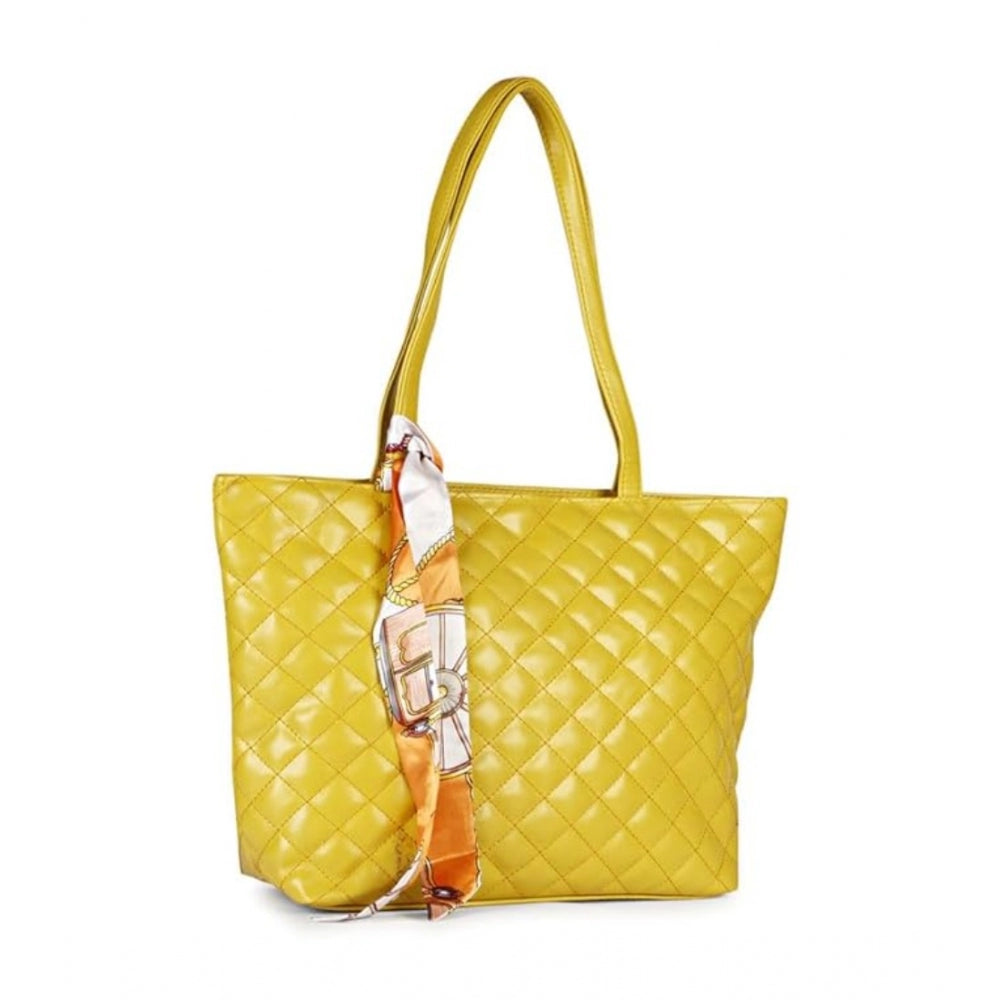 Women's Polyurethane Textured  Shoulder Bag (Yellow)
