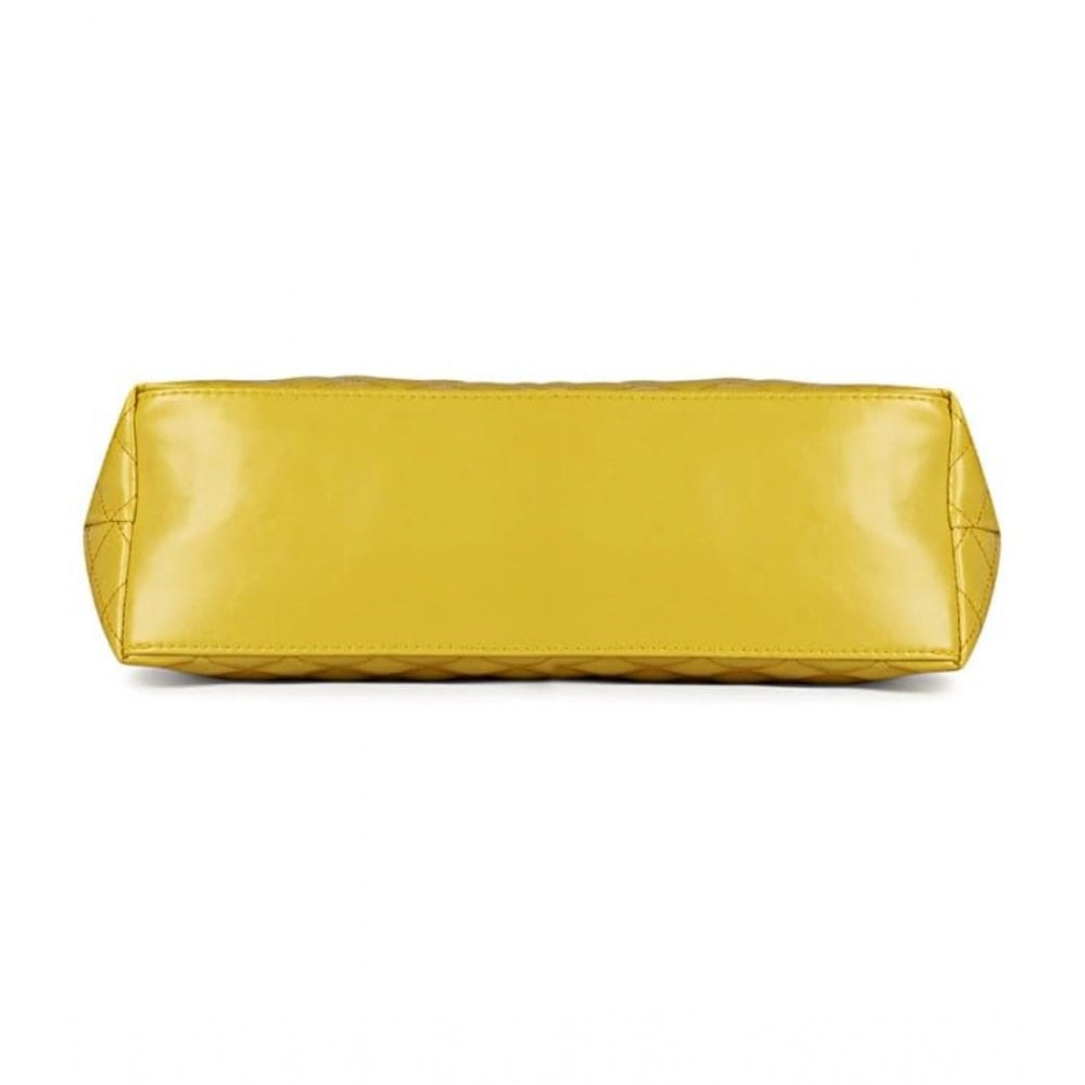 Women's Polyurethane Textured  Shoulder Bag (Yellow)