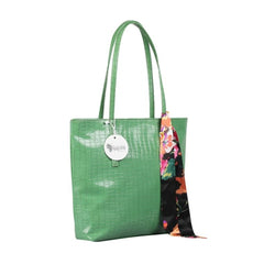 Women's Polyurethane Textured, Croc Shoulder Bag (Green)