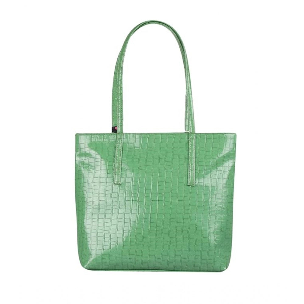 Women's Polyurethane Textured, Croc Shoulder Bag (Green)