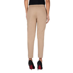 Casual Cotton Lycra Solid Trouser Pants (Beige)