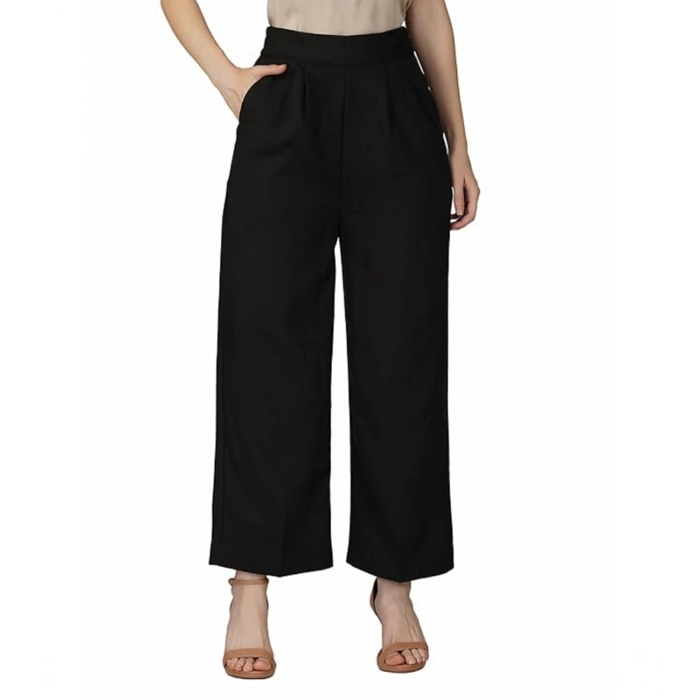 Casual Cotton Solid Pants (Black)