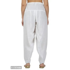 Casual Cotton Cambric Solid Drawstring Bottomwear (White)