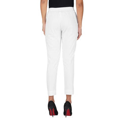 Casual Cotton Lycra Solid Trouser Pants (White)