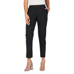 Casual Cotton Lycra Solid Trouser Pants (Black)