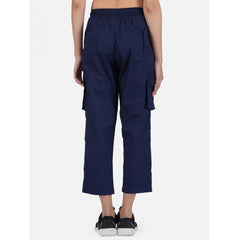 Casual Cotton Solid Cargo Pants (Navy Blue)