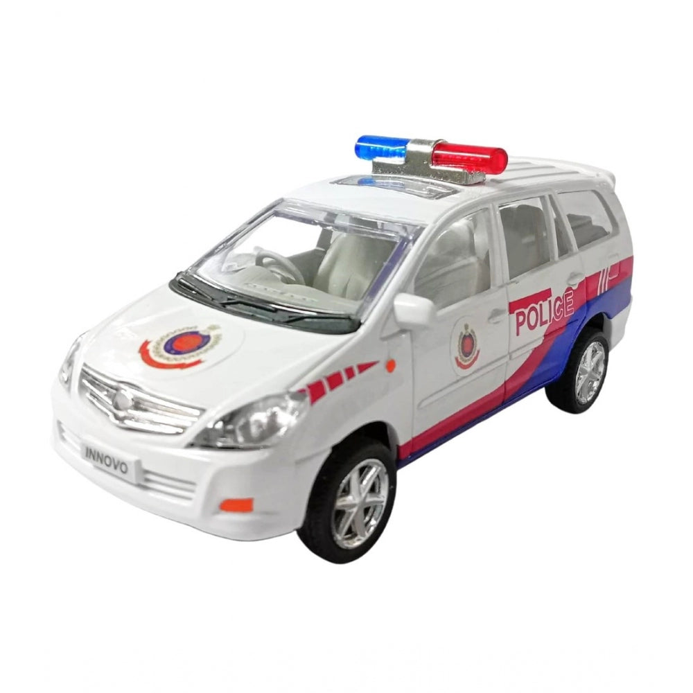 Plastic Innova Crysta Pull Back Police Car For Kids (White)