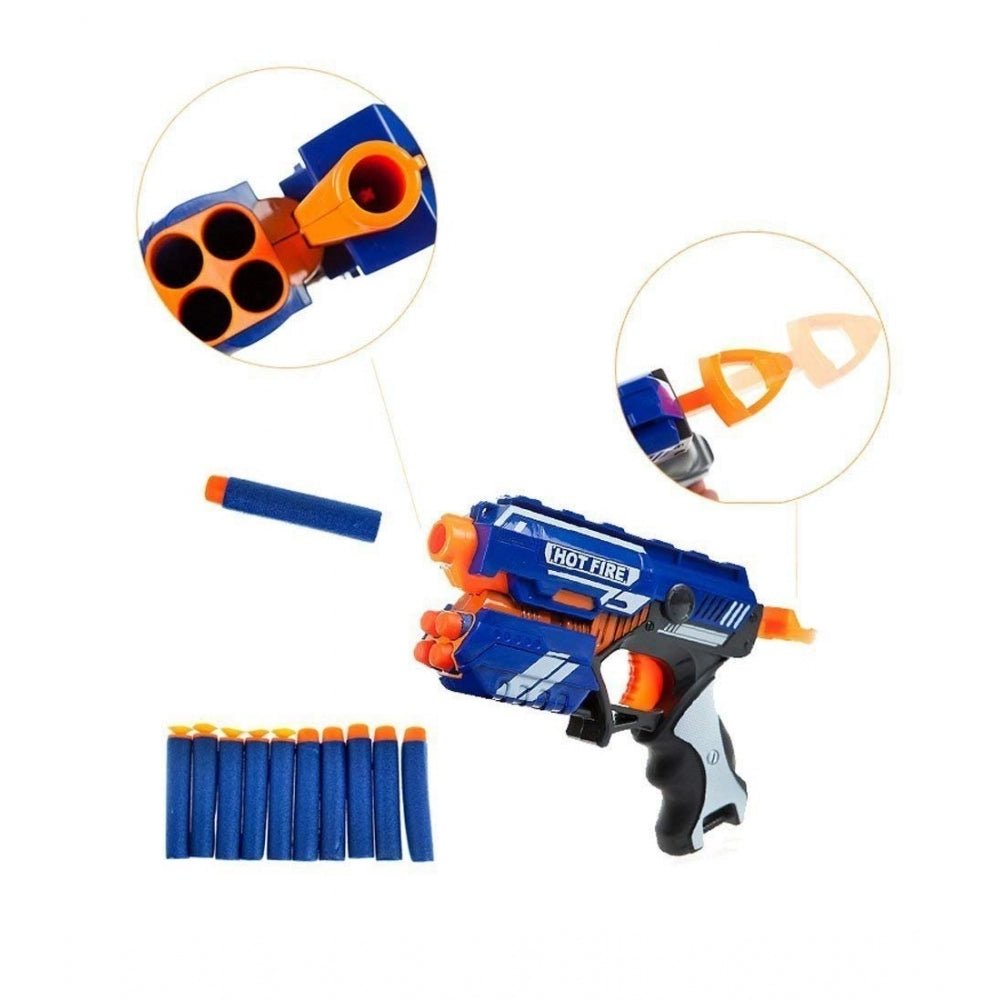 Plastic Blaze Storm Soft Bullet Toy Gun For Boy With 10 Safe Soft Foam Bullet Shooting Gun (Blue)