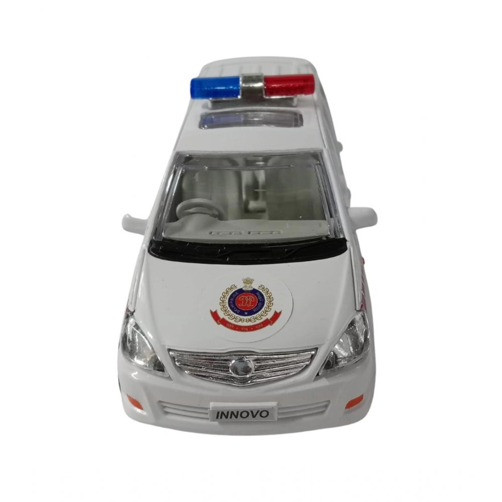 Plastic Innova Crysta Pull Back Police Car For Kids (White)