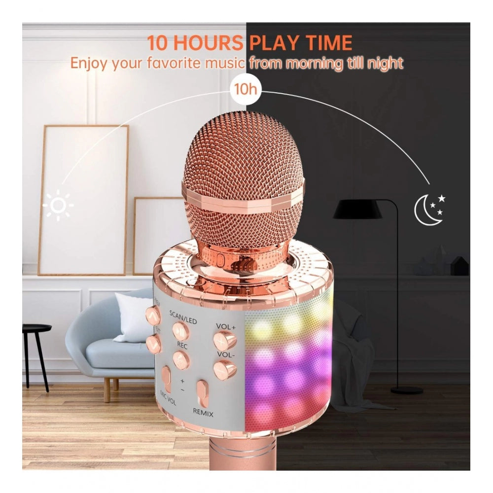 Metal Wireless Bluetooth Microphone With Led Lights Portable Handheld Mic Speaker For Kids (Assorted)