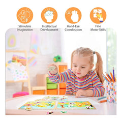 Wooden Educational Learning Fruits Puzzle Board (Wood Color)