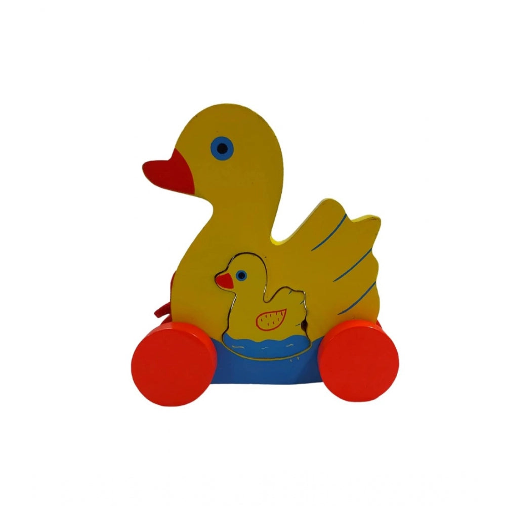 Wooden Toddlers Duck Pull Toy For Babies (Multicolor)