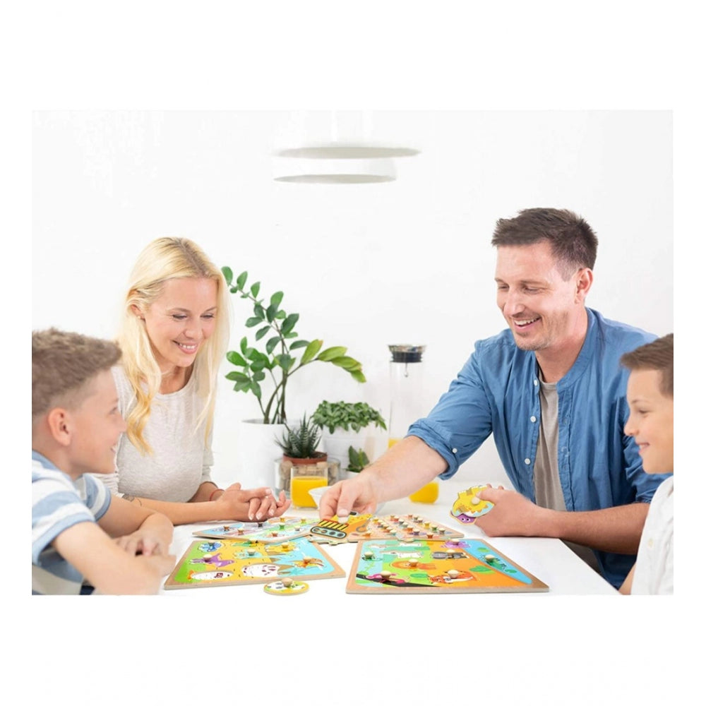 Wooden Educational Learning Fruits Puzzle Board (Wood Color)