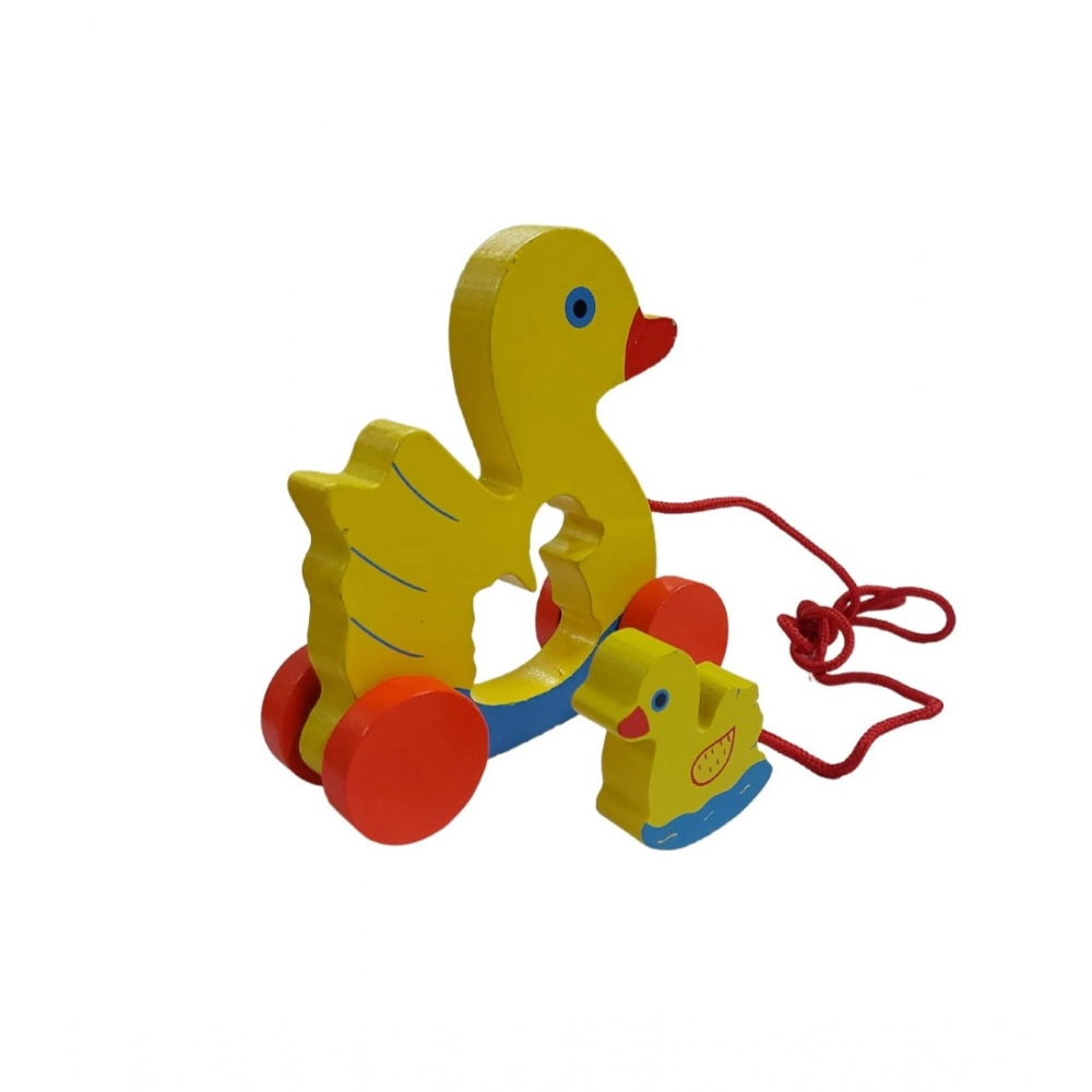 Wooden Toddlers Duck Pull Toy For Babies (Multicolor)