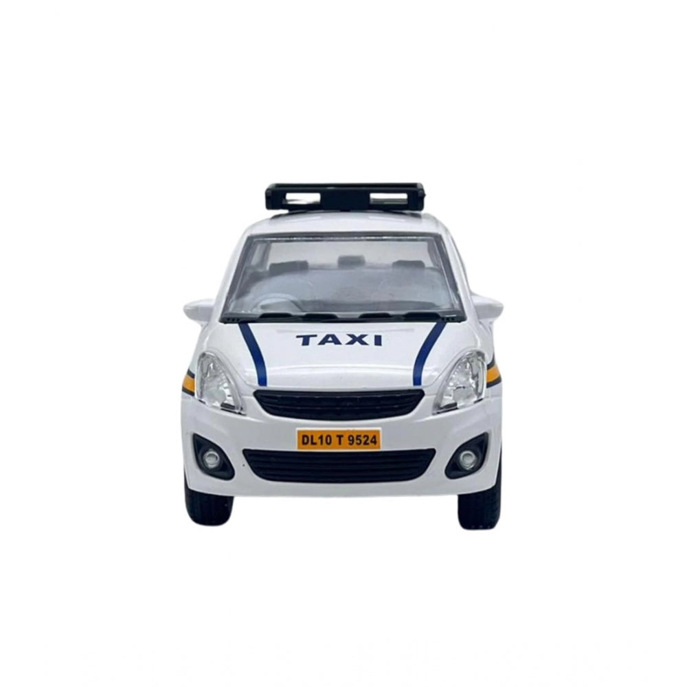 Plastic Ola Uber Swift Taxi Model Car Openable Doors Pull Back Action Collectible Car For Kids (White)