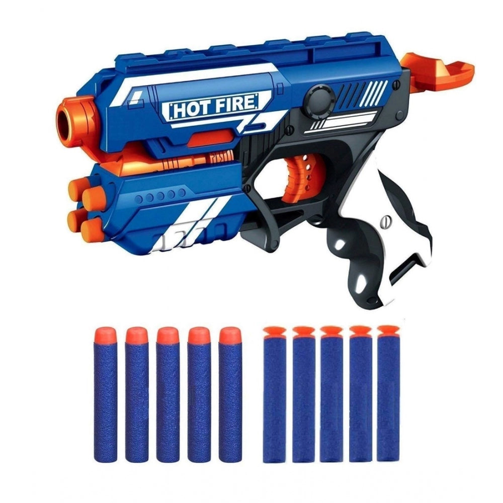 Plastic Blaze Storm Soft Bullet Toy Gun For Boy With 10 Safe Soft Foam Bullet Shooting Gun (Blue)