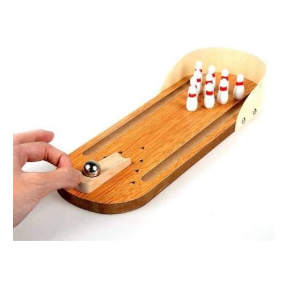 Wood  Mini Fun Wooden Bowling Game (Wood Color)