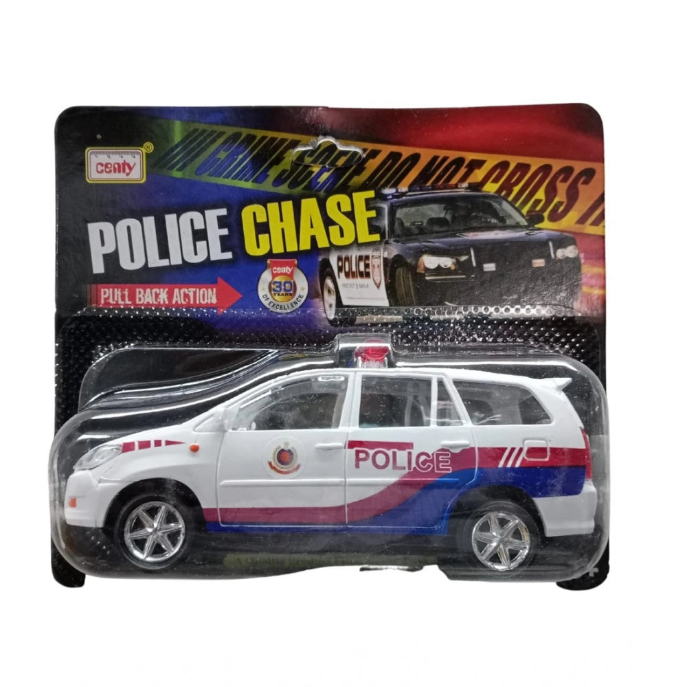 Plastic Innova Crysta Pull Back Police Car For Kids (White)