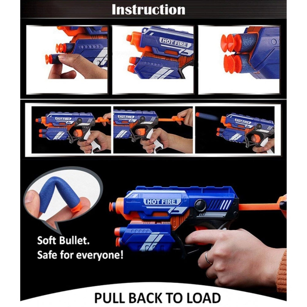 Plastic Blaze Storm Soft Bullet Toy Gun For Boy With 10 Safe Soft Foam Bullet Shooting Gun (Blue)