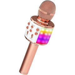 Metal Wireless Bluetooth Microphone With Led Lights Portable Handheld Mic Speaker For Kids (Assorted)