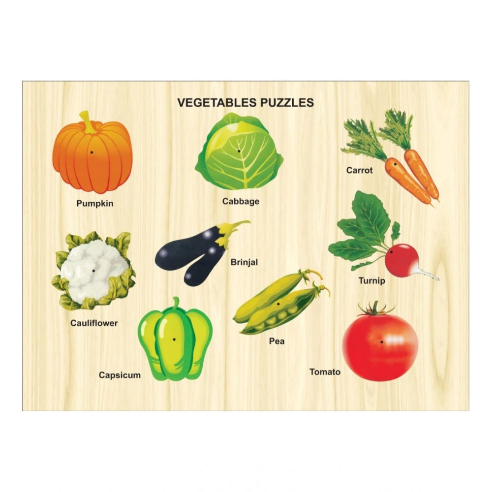 Wooden Educational Learning Toy Puzzle Board Vegetables (Wood Color)