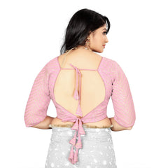 Women's Georgette Embroidery Readymade Blouse (L.Pink, Size: Free Size)