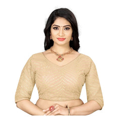 Women's Georgette Embroidery Readymade Blouse (Cream, Size: Free Size)