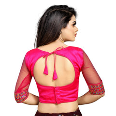 Women's Phantom Silk Embroidery Readymade Blouse (Pink, Size: Free Size)