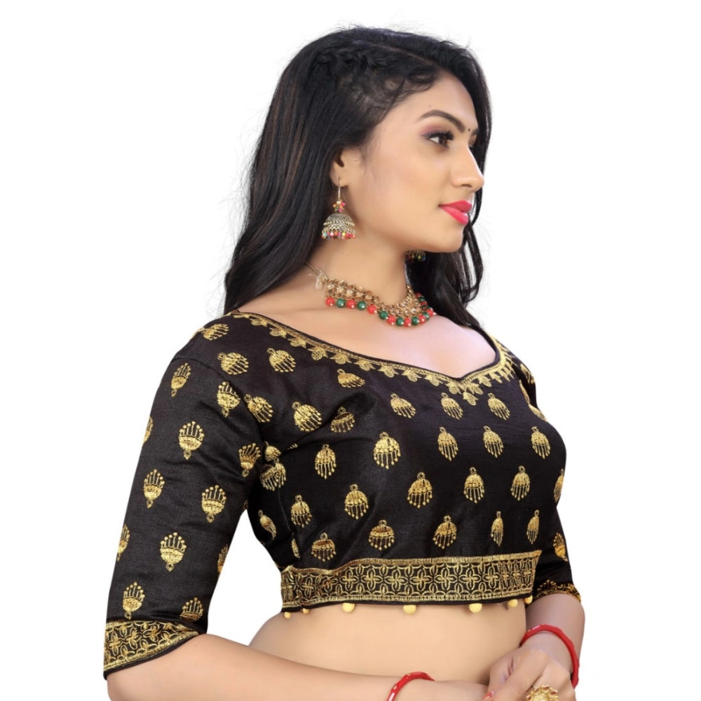 Women's Phantom Embroidery Readymade Blouse (Black, Size: Free Size)