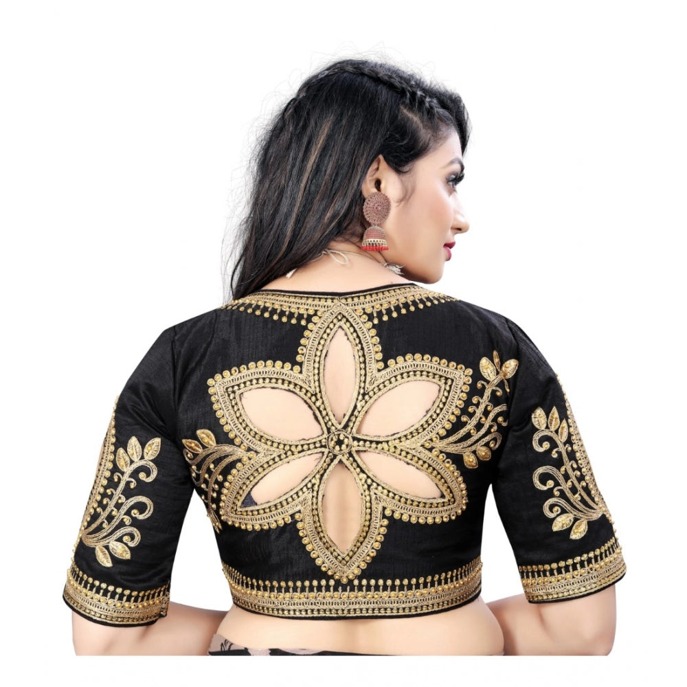 Women's Phantom Embroidery Readymade Blouse (Black, Size: Free Size)