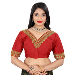 Women's Banglory Embroidery Readymade Blouse (Red, Size: Free Size)