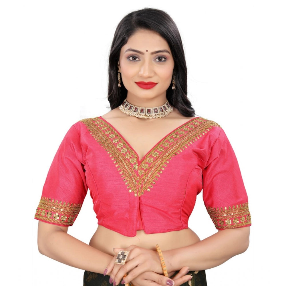 Women's Banglory Embroidery Readymade Blouse (Pink, Size: Free Size)