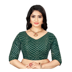 Women's Georgette Embroidery Readymade Blouse (Green, Size: Free Size)