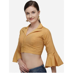 Women's Cotton Striped Readymade Blouse (Mustard, Size: Free Size)