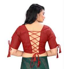 Women's Cotton Thread Work Readymade Blouse (Red, Size: Free Size)