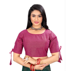 Women's Cotton Thread Work Readymade Blouse (Barbie Pink, Size: Free Size)