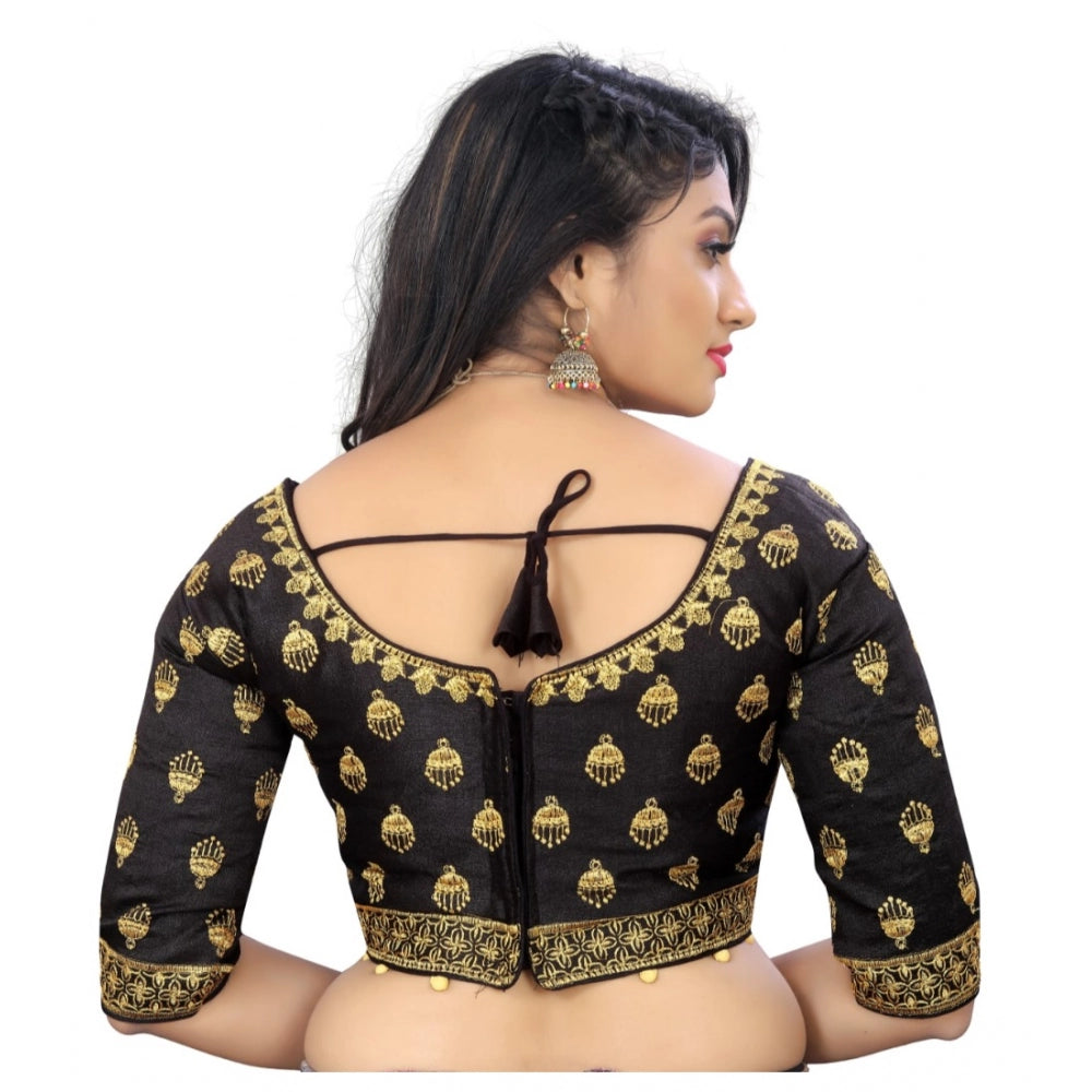 Women's Phantom Embroidery Readymade Blouse (Black, Size: Free Size)