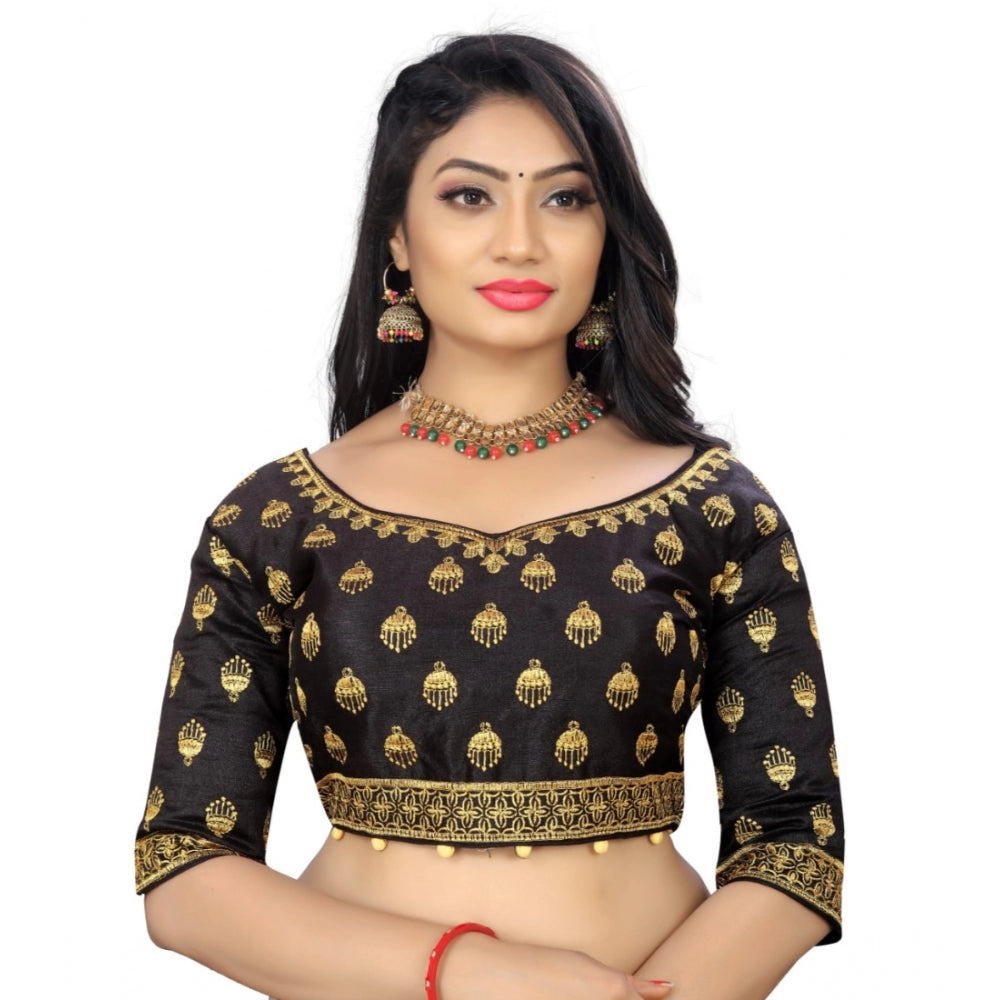 Women's Phantom Embroidery Readymade Blouse (Black, Size: Free Size)